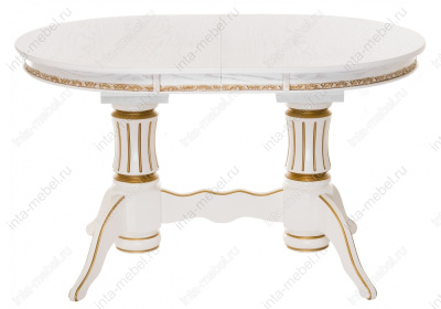 Стол Герцог молочный с золотой патиной. Фото