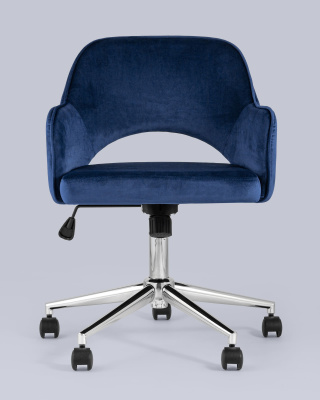 Кресло компьютерное Кларк велюр синий. Фото