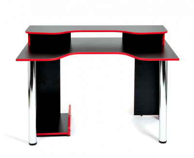 Стол компьютерный Strike-1 (120) NEO  black/red, черный/красная кромка. Фото