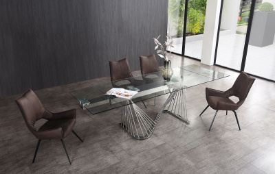 Стол DT9118GS (180-260) прозрачный. Фото