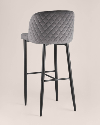Стул барный Оскар велюр серый. Фото