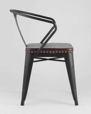 Стул TOLIX ARMS SOFT с подлокотниками черный матовый. Фото