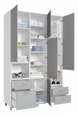 Шкаф комбинированный Polini kids Mirum 2335, белый. Фото