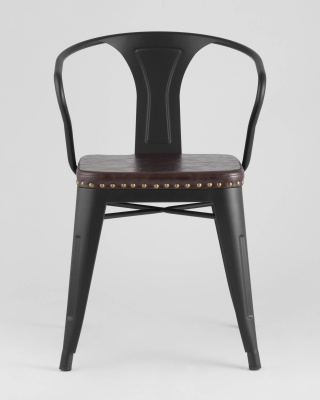 Стул TOLIX ARMS SOFT с подлокотниками черный матовый. Фото