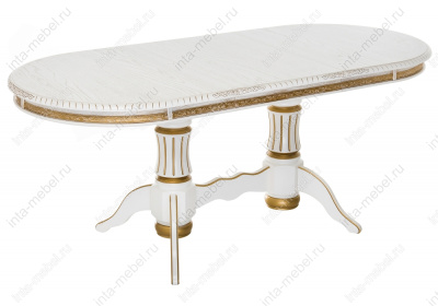Стол Женева молочный с золотой патиной. Фото