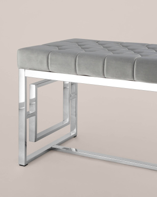 Банкетка-скамейка БРУКЛИН велюр серый сталь серебро. Фото №5