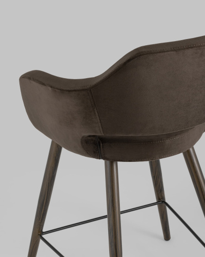 Стул полубарный Саймон велюр тёмно-коричневый. Фото №8