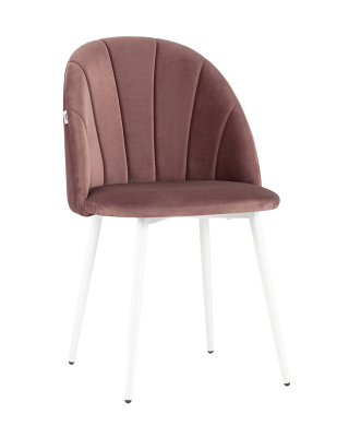 Стул Логан велюр пыльно-розовый белые ножки. Фото