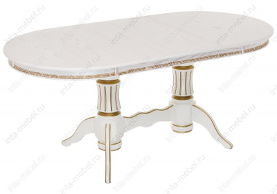 Стол Герцог молочный с золотой патиной. Фото