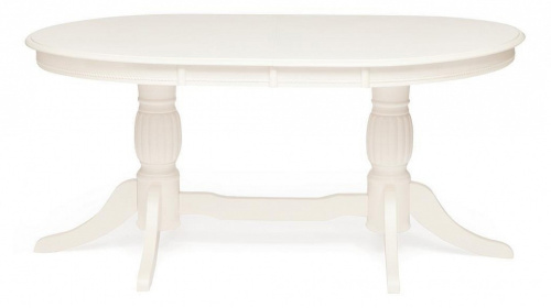Стол обеденный LORENZO (Лоренцо) дерево гевея/мдф, 1067x1600+457x760см, pure white (402). Фото №1
