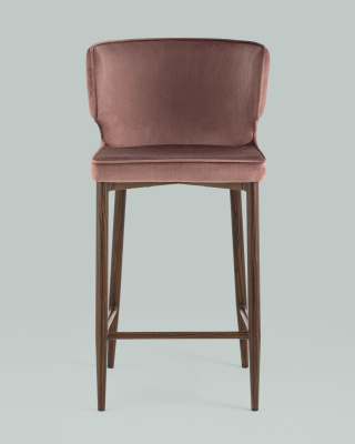 Стул полубарный Матео велюр пыльно-розовый ножки дерево. Фото №5