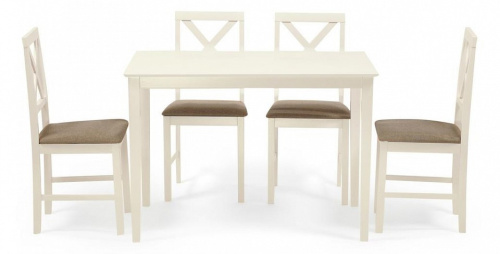 Обеденный комплект эконом Хадсон (стол + 4 стула)/ Hudson Dining Set дерево гевея/мдф, стол: 110х70х75см / стул: 44х42х89см, ivory white, тк. Фото №1