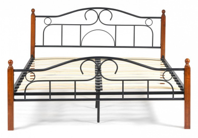 Кровать AT-808 Wood slat base дерево гевея/металл, 180*200 см (King bed), красный дуб/черный фото Кровать AT-808 Wood slat base дерево гевея/металл, 180*200 см (King bed), красный дуб/черный. Фото №2