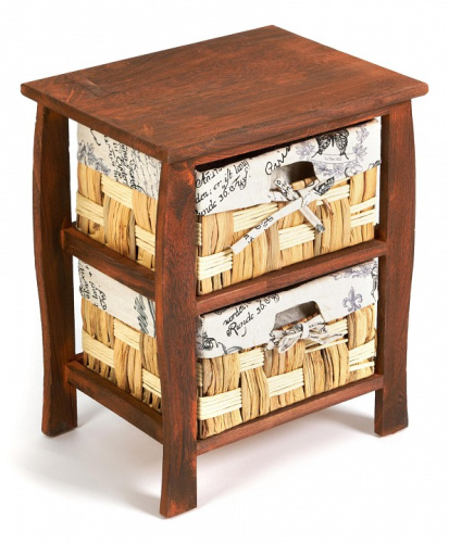 Тумба с 2 ящиками Secret De Maison BEL 2 ( mod. PE-10 ) дерево павловния, мдф, 39x30x46.5см, Brown (коричневый) ткань №HX21. Фото №1