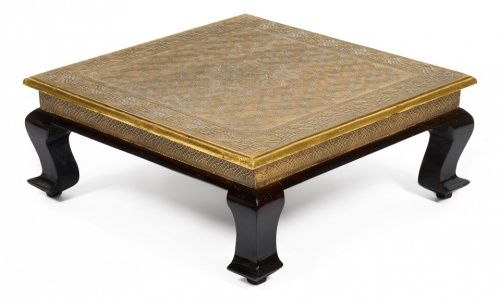 Столик Secret De Maison GOLDEN HAVELY ( mod. BJ-002) дерево манго, 46х46x18, этническая чеканка (поставляется по 2 шт). Фото №1